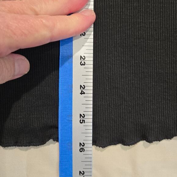 Elan Solid Black Ribbed Knit Goth Fairygoth Top Tiered Bell Sleeves Size L - Picture 11 of 11